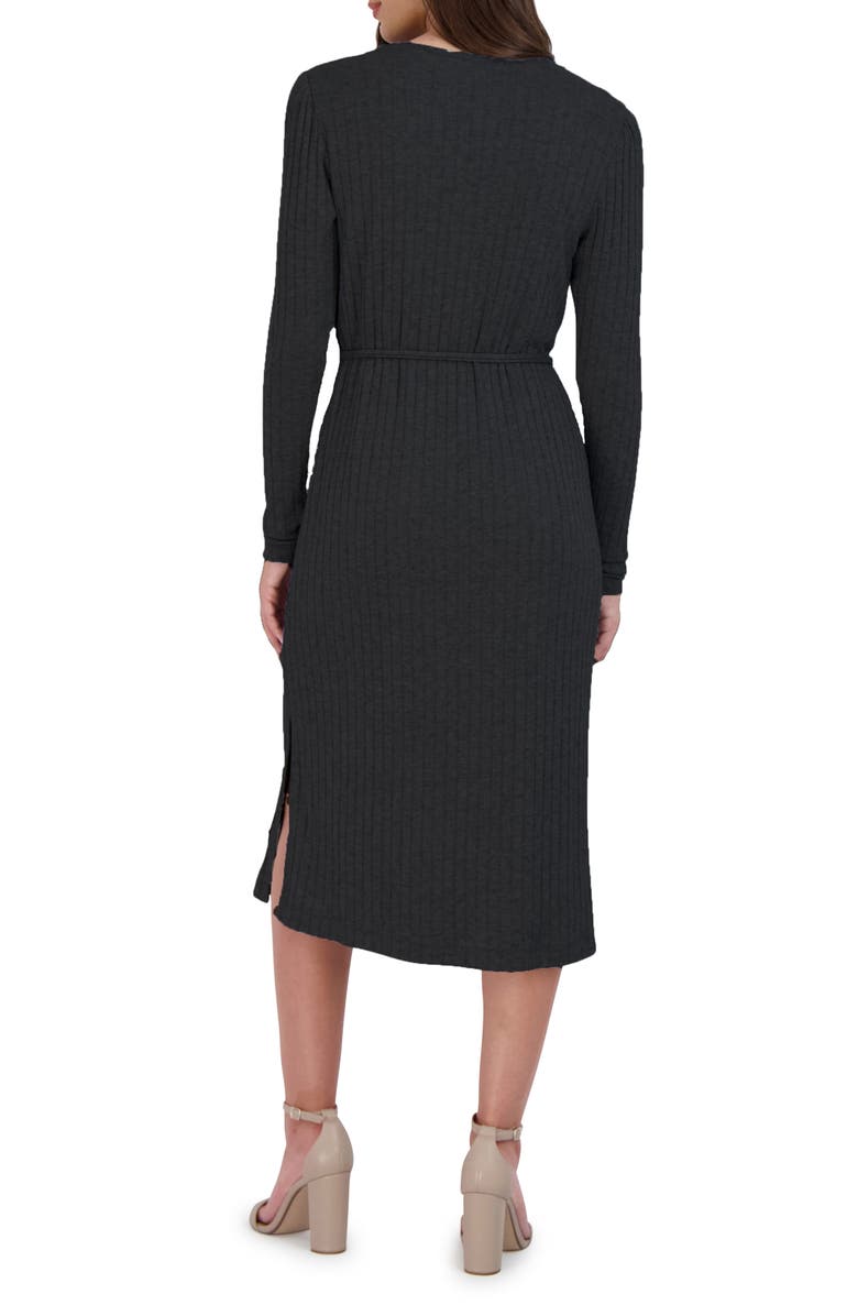 Julia Jordan Rib Tie Waist Long Sleeve Sweater Dress, Alternate, color,
