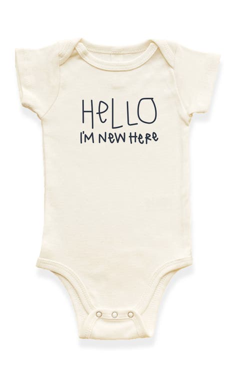 Hello I'm New Here Organic Baby Bodysuit