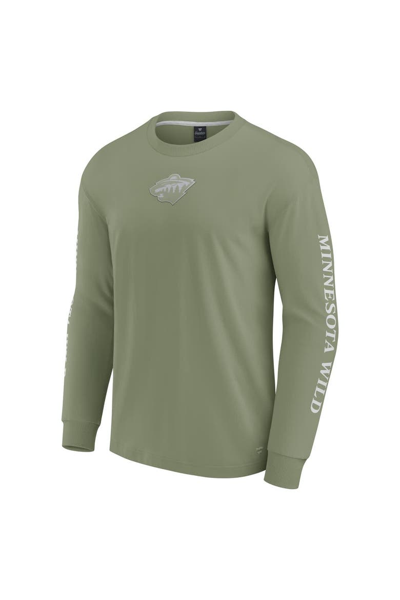 Men's Fanatics Olive Minnesota Wild Elements Strive Long Sleeve T-Shirt, Alternate, color, Olive