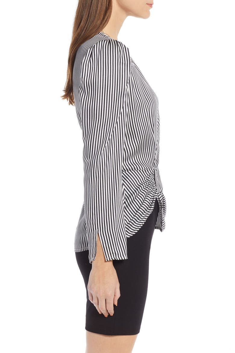 Gathered Peplum Top (Nordstrom Exclusive), Alternate, color, NAVY NIGHT TWO STRIPE