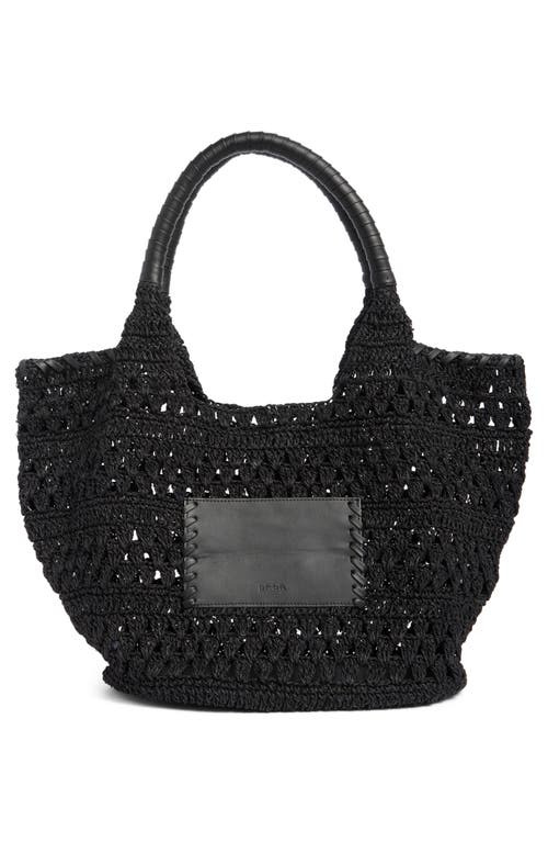 Bcbg Woven Raffia Tote Bag In Black