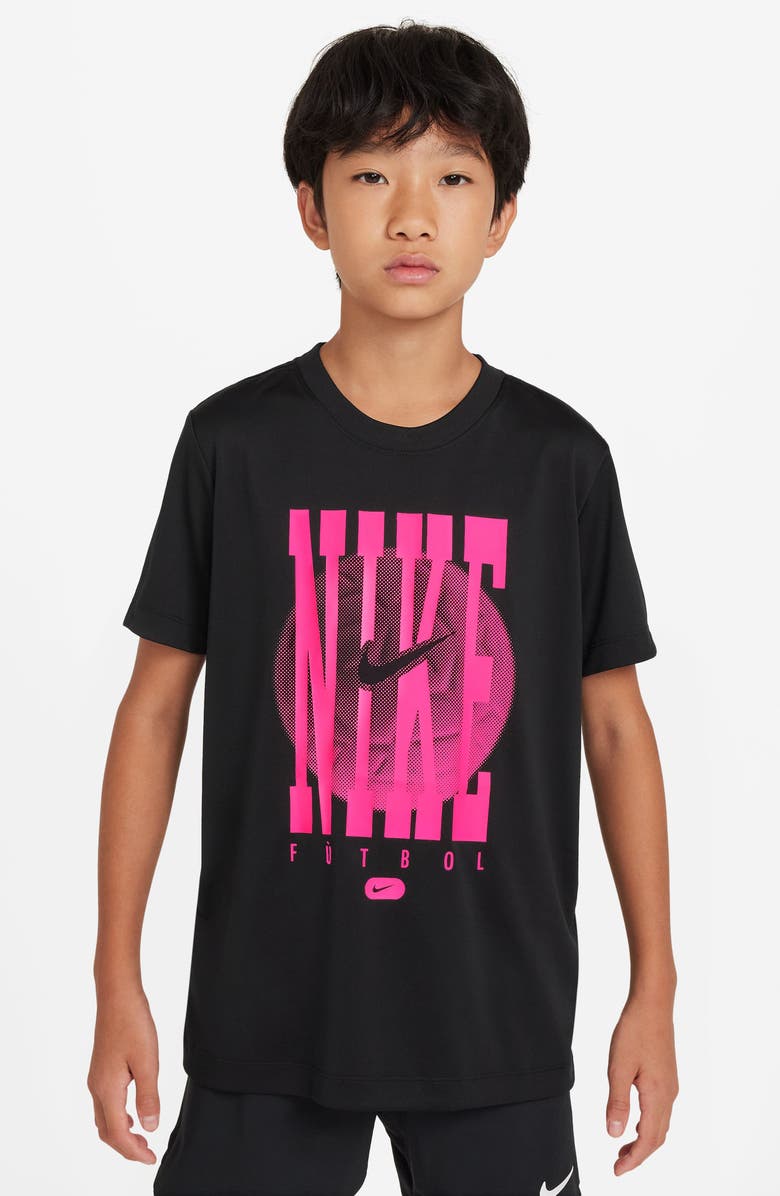 Nike Kids' Dri-FIT Sportswear Legend Graphic T-Shirt, Main, color, Black/ Hyper Pink