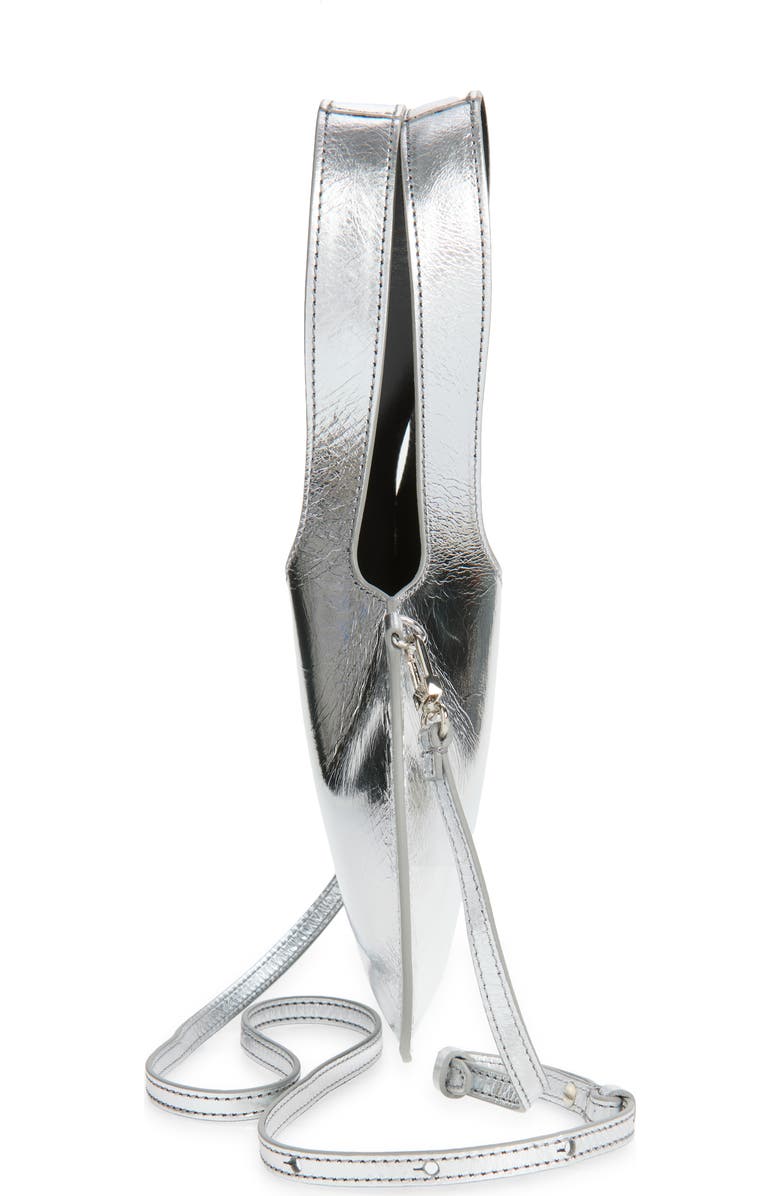 Coperni Mini Heart Metallic Leather Crossbody Tote, Alternate, color, Silver Slv