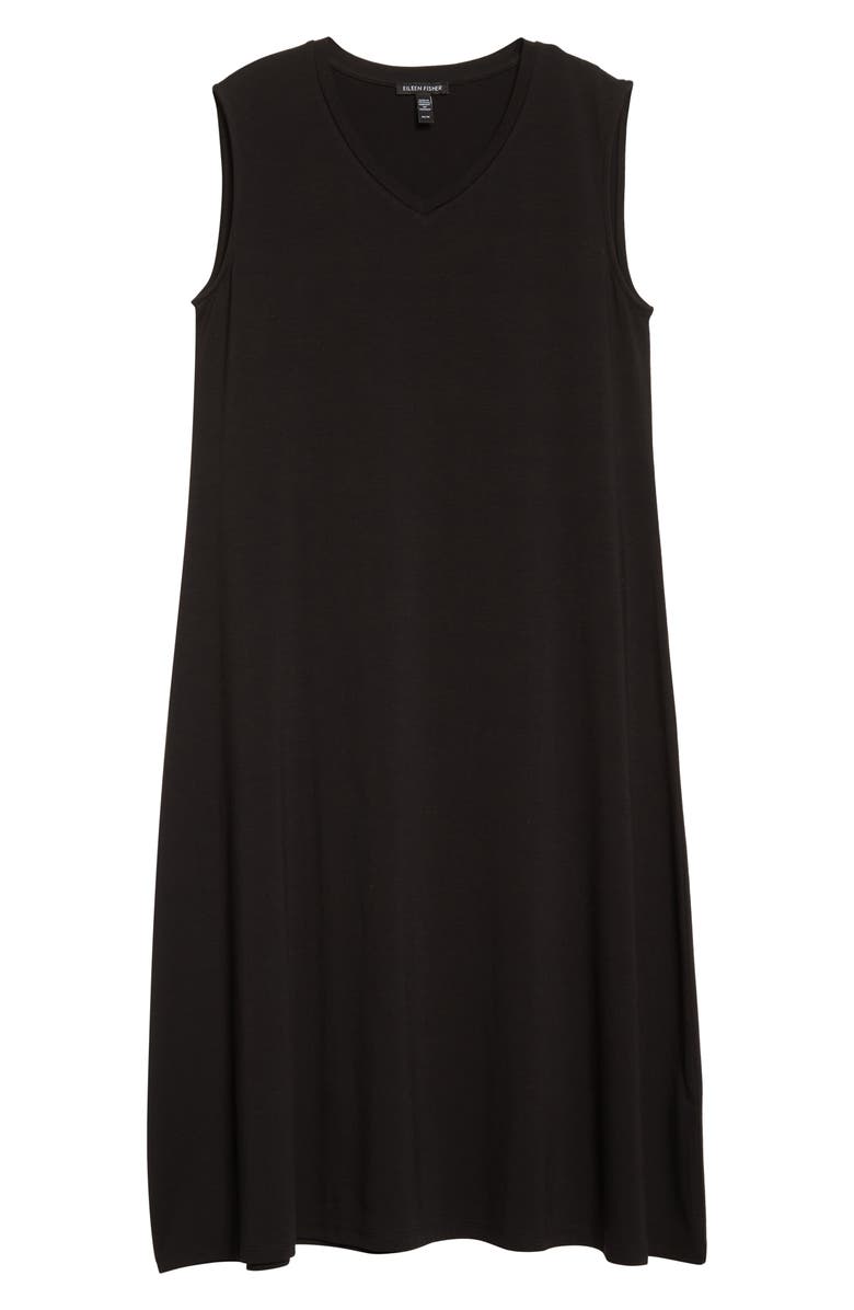 Eileen Fisher V-Neck Stretch Jersey Dress, Alternate, color, Black