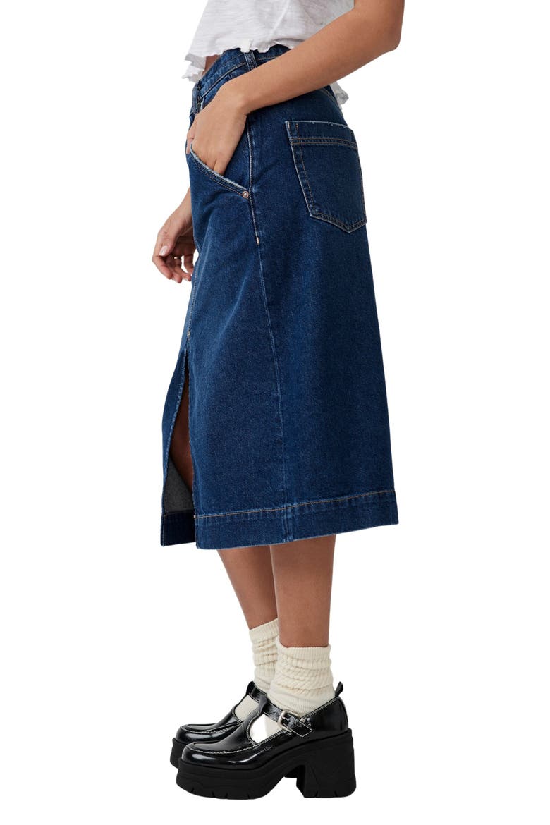 Wild Roses Denim Midi Skirt, Alternate, color, DARK INDIGO