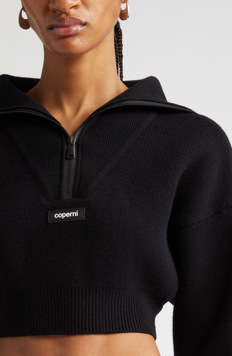 Coperni Half Zip Boxy Wool Crop Sweater, Alternate, color,