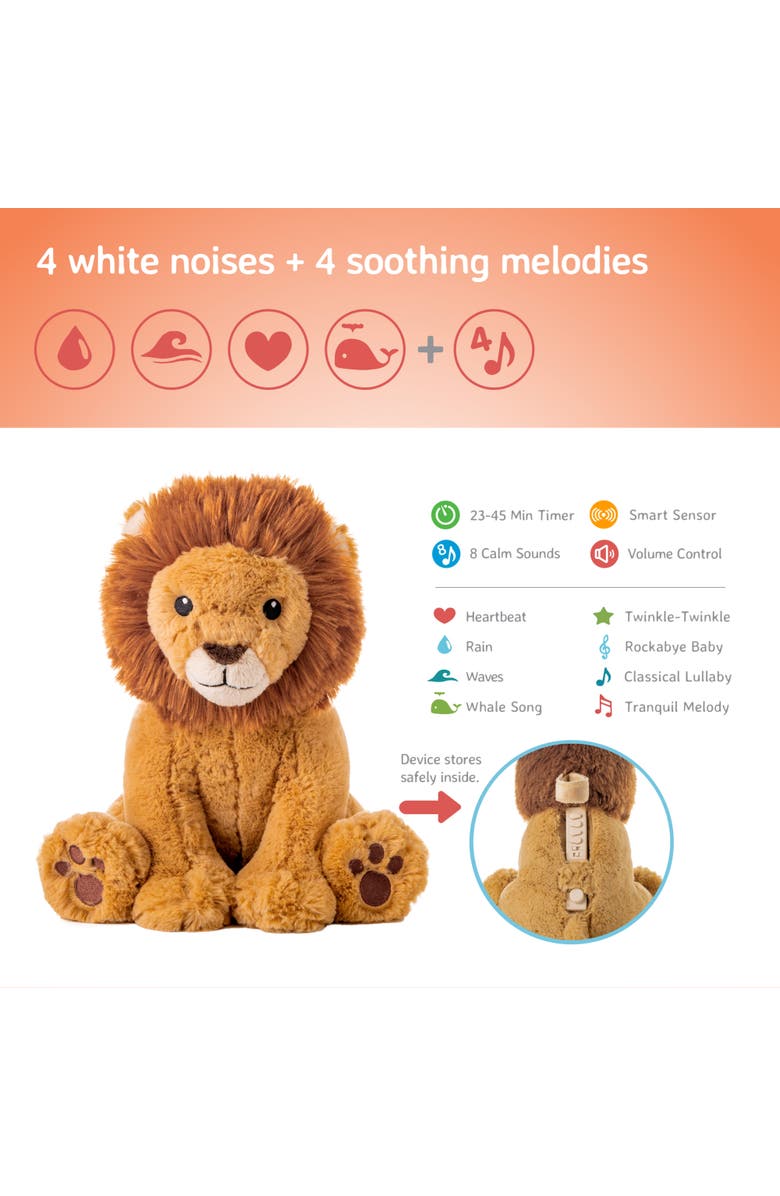 Cloud B Louis the Lion Smart Sensor - Plush Toy & Baby Sleep Sound Soother, Alternate, color, Brown