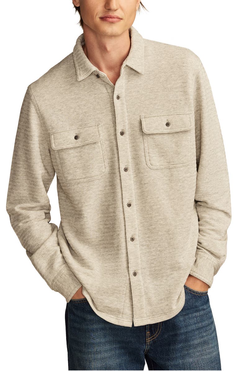 Lucky Brand Regular Fit Knit Button-Up Shirt, Main, color, 
