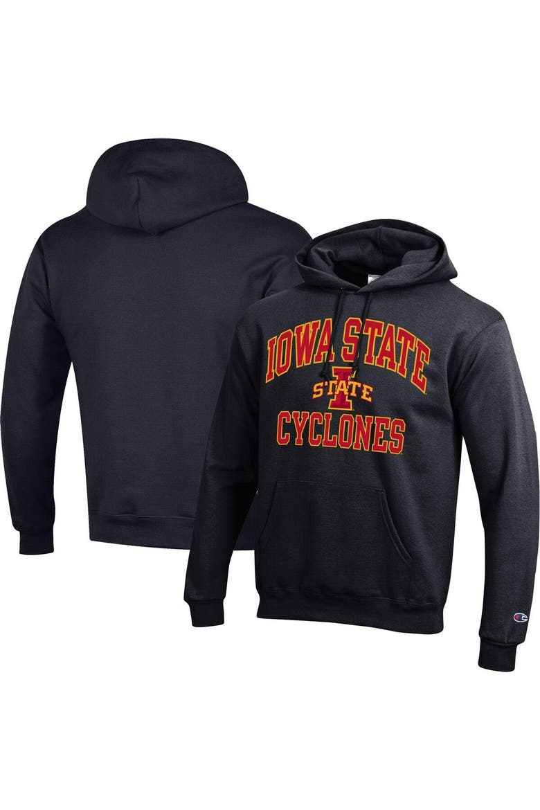 Men's Champion Black Iowa State Cyclones High Motor Pullover Hoodie, Main, color, Black