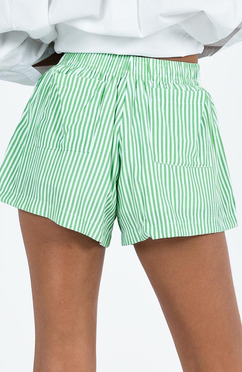 Princess Polly Beach House Stripe Shorts, Alternate, color, Green