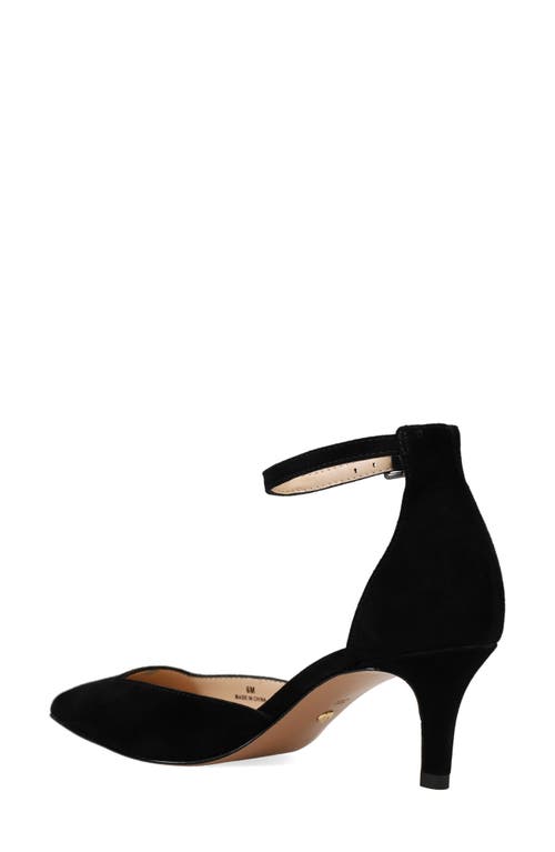 Pelle Moda Kendal Ankle Strap Pointed Toe Kitten Heel Pump In Black