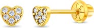 In Season Jewelry 14k Tiny Pave Cubic Zirconia Heart Earrings