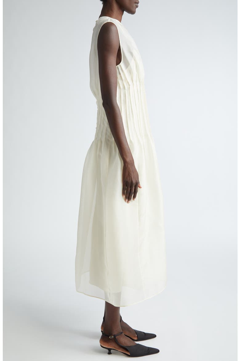 Wes Pintuck Sleeveless Shantung Organza Dress, Alternate, color, BONE