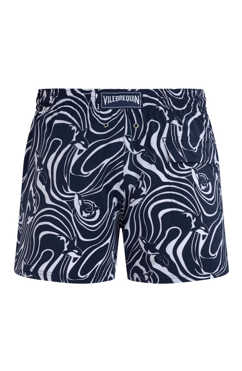 Vilebrequin Men Stretch Short Swim Shorts Orcas, Alternate, color, Navy