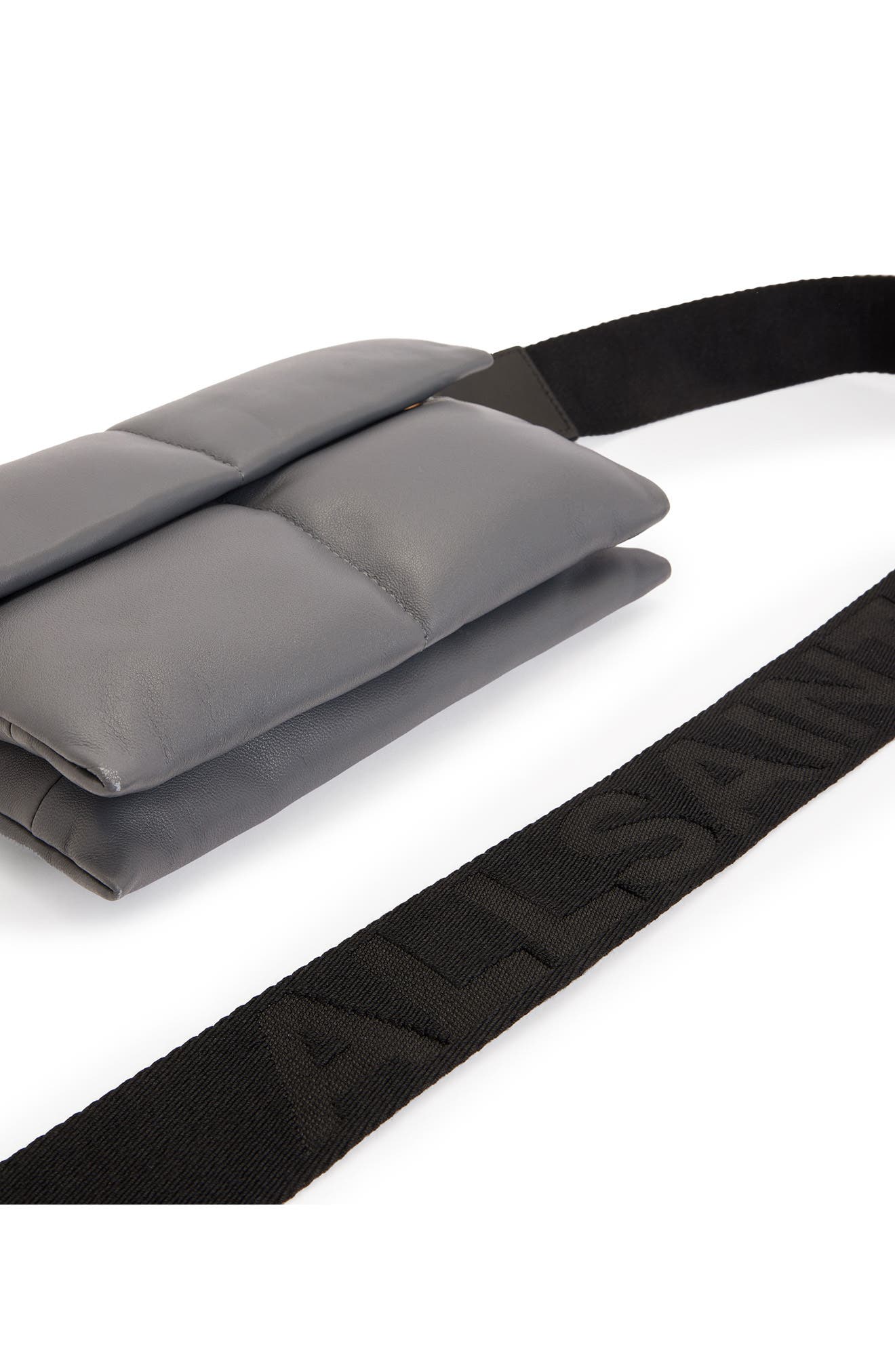 AllSaints Ezra Logo Strap Leather Crossbody Bag, Alternate, color, Slate Grey