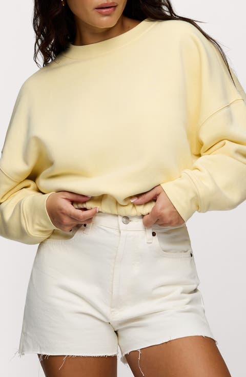 Cinch Waist Fleece Sweatshirt