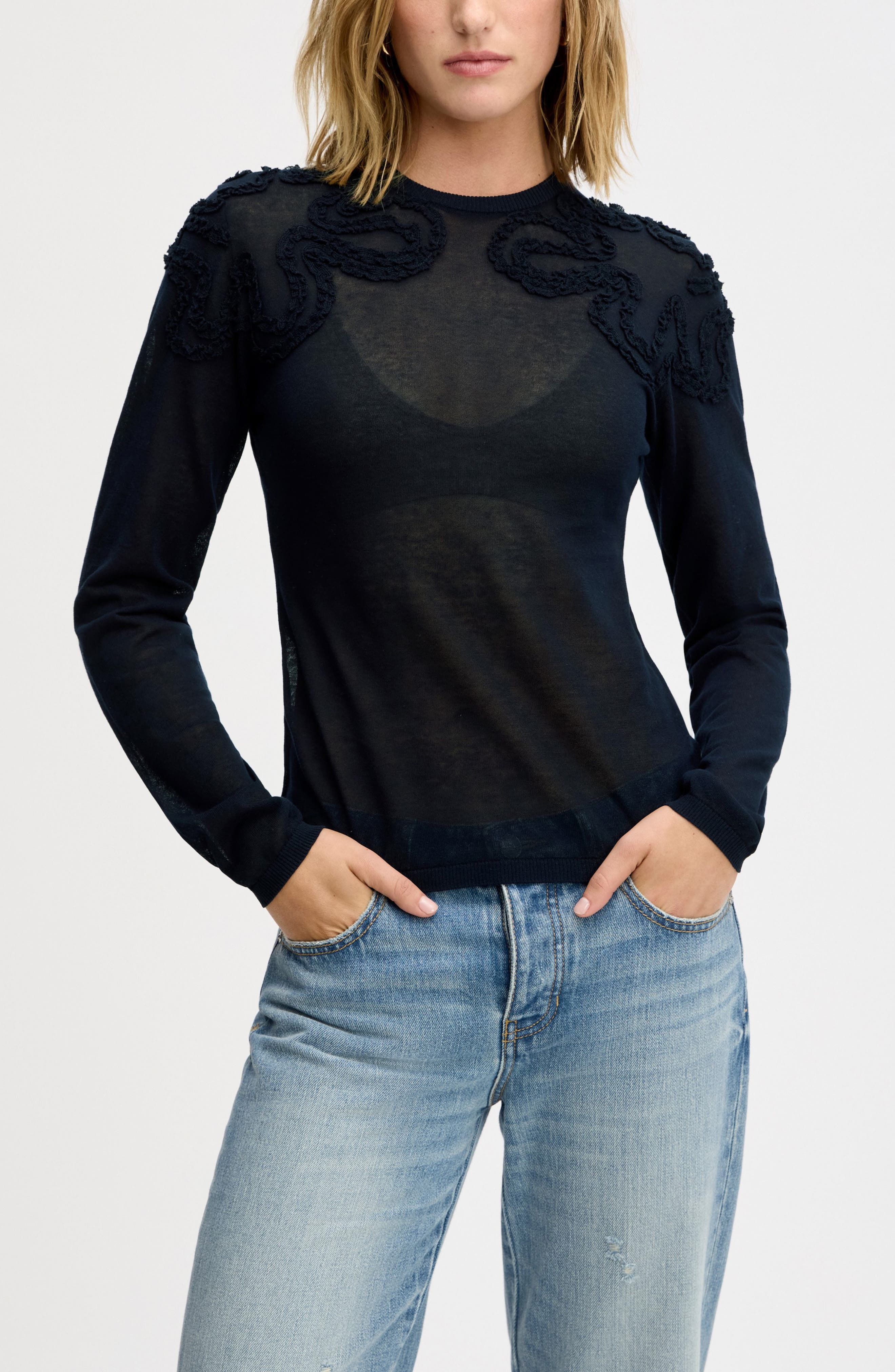 Ruffle Trim Sweater - image 5