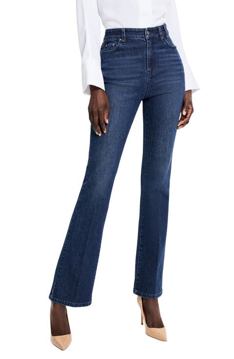 High Waist Bootcut Ankle Jeans (Marine)