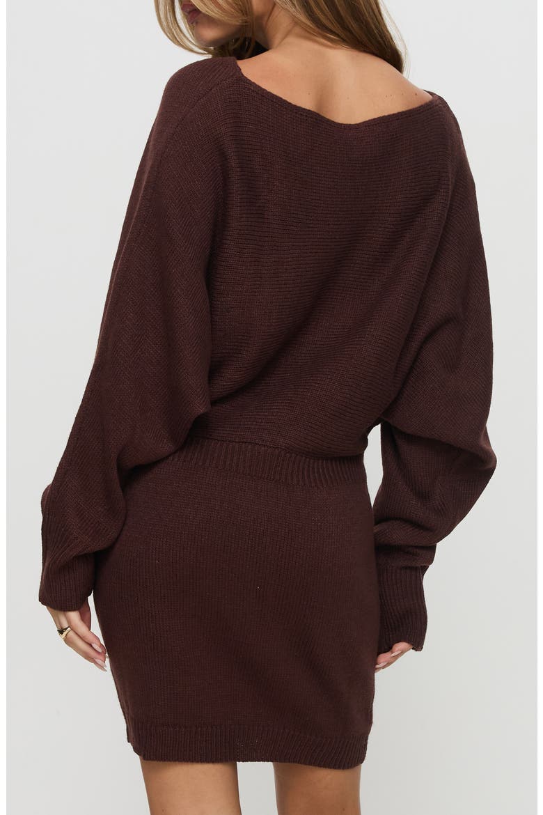 Bellamie Long Sleeve Sweater Minidress, Alternate, color, CHOCOLATE