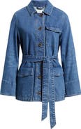 Caslon® Belted Denim Chore Jacket
