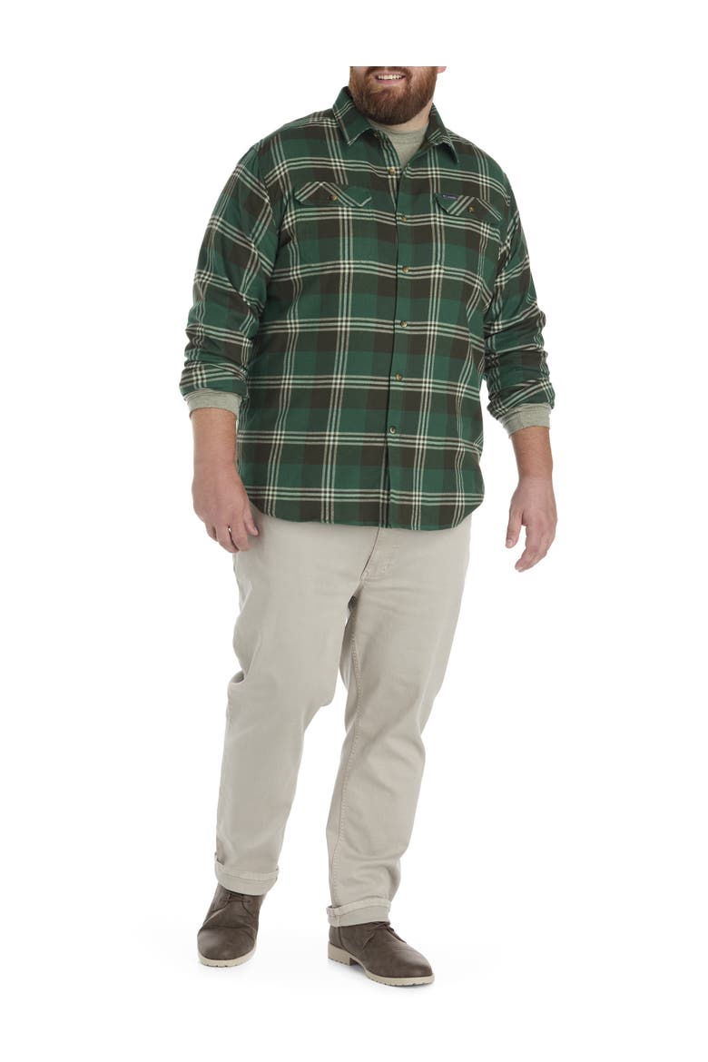 Big & Tall Flare Stretch Flannel Sport Shirt, Alternate, color, RAINFOREST