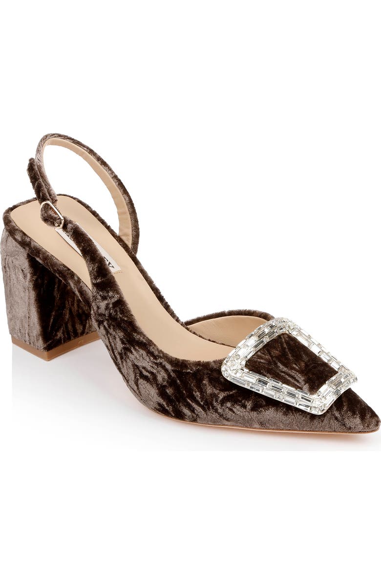 Badgley Mischka Collection Adaline Slingback Pointed Toe Pump, Main, color, Brown Velvet