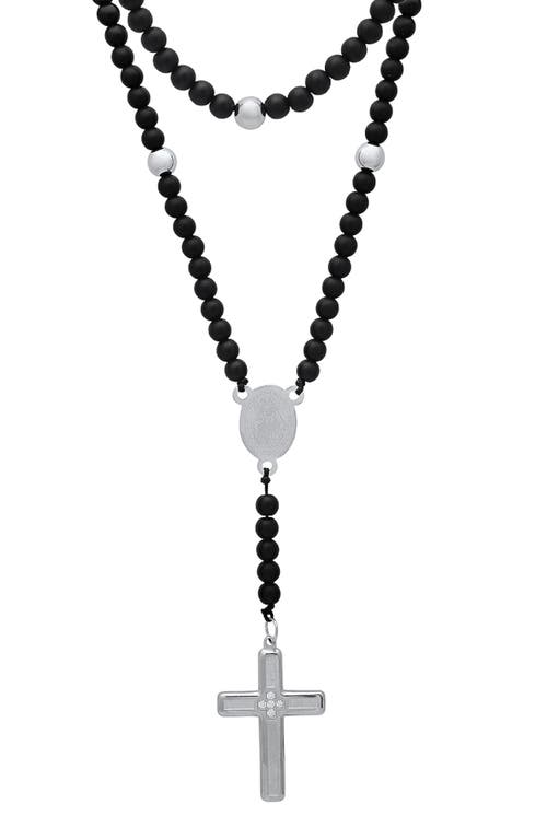 Hmy Jewelry Black Lava Beaded Rosary Necklace In Multi