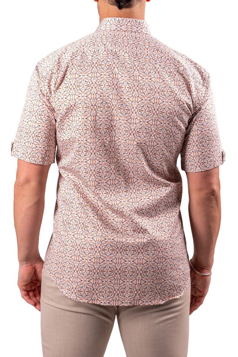 Galileo Resistance2202 Brown Short Sleeve Cotton Button-Up Shirt, Alternate, color, BROWN