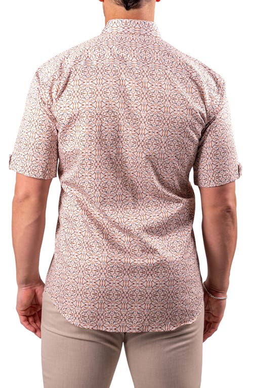 Maceoo Galileo Resistance2202 Brown Short Sleeve Cotton Button-up Shirt