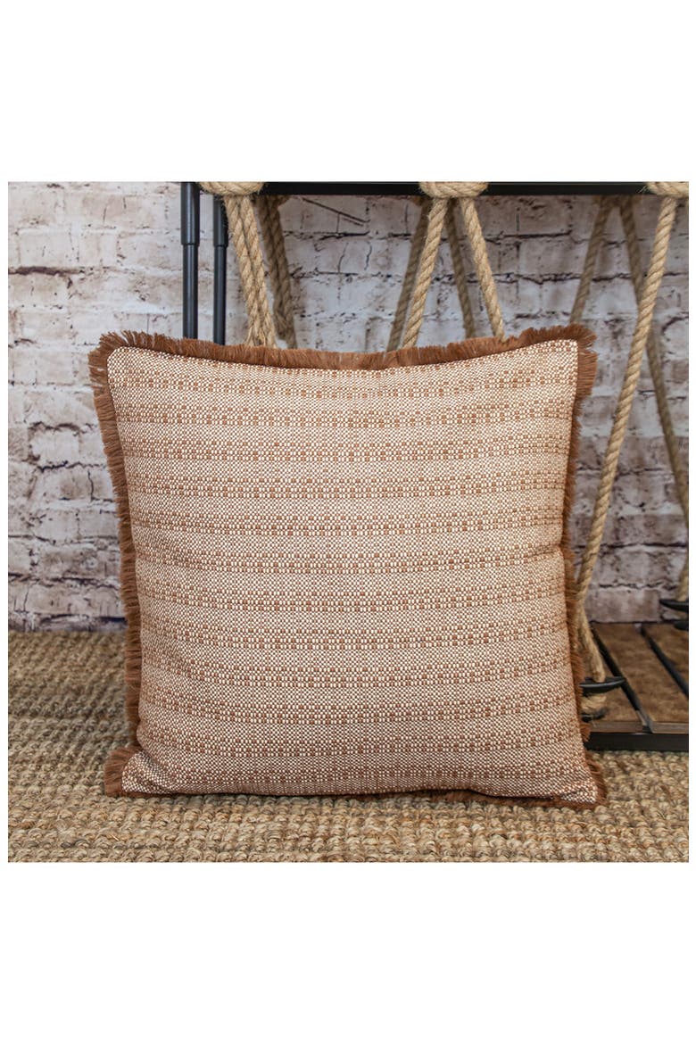 Fringe Trim Square Accent Pillow, Alternate, color, BROWN