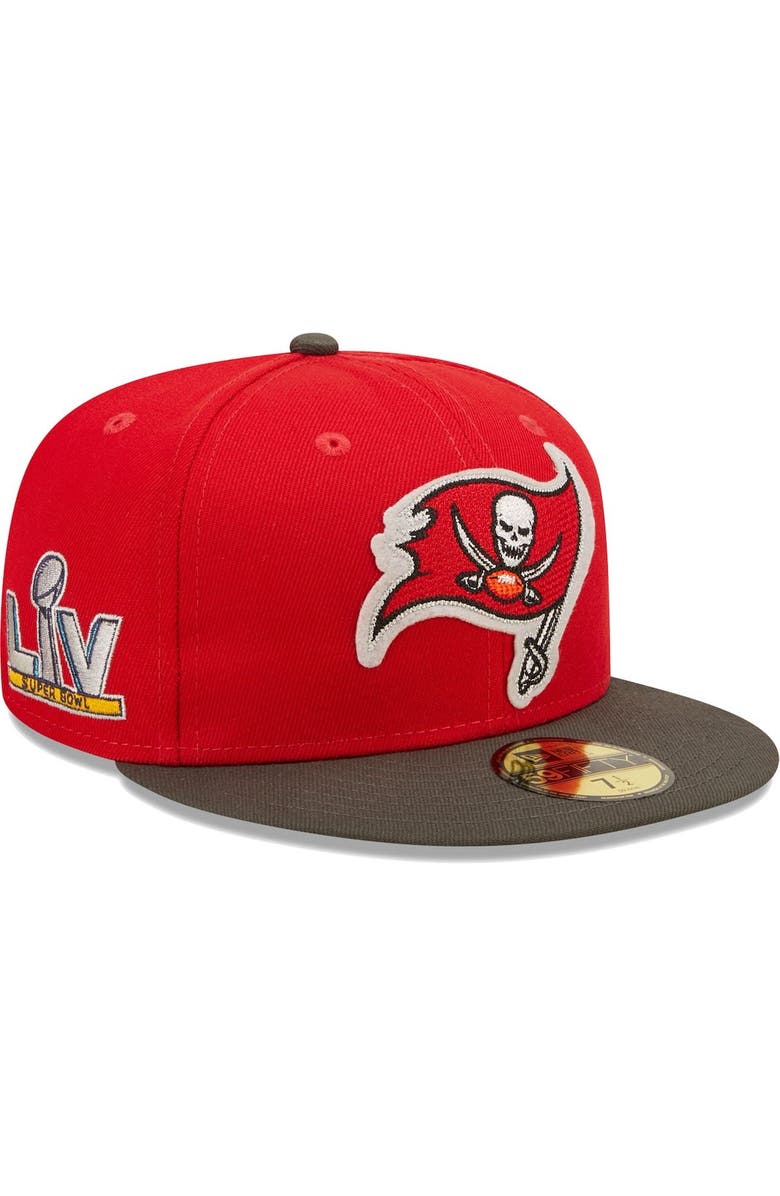 New Era Men's New Era Red/Pewter Tampa Bay Buccaneers Super Bowl LV Letterman 59FIFTY Fitted Hat, Main, color, Red