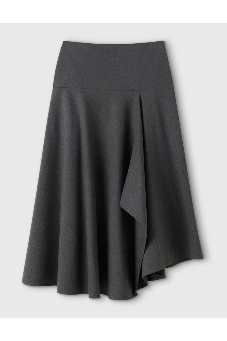 Draped Asymmetric Midi Skirt, Alternate, color, Grey