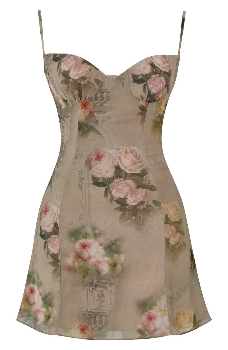 HOUSE OF CB Christiana Floral Minidress, Alternate, color, Vintage Cream Flower
