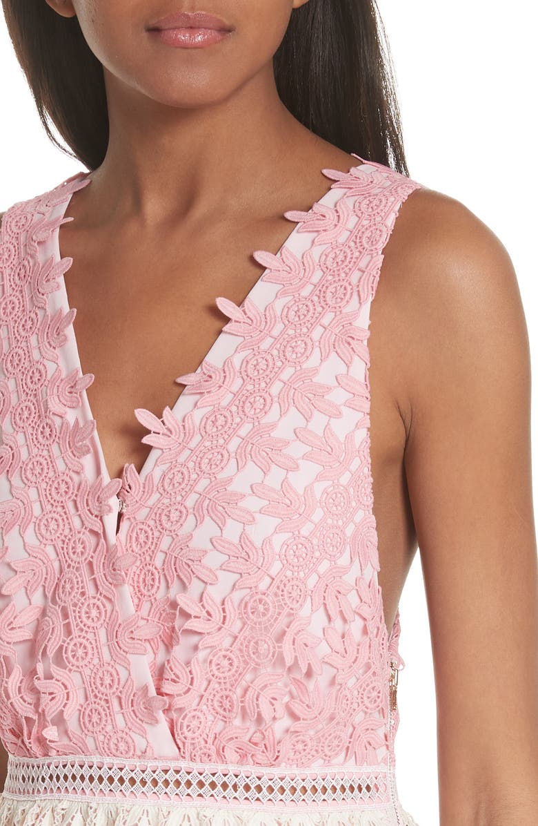 Self-Portrait Stripe Guipure Lace Minidress, Alternate, color,