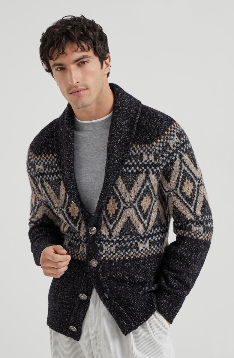 Brunello Cucinelli Cardigan with metal buttons, Alternate, color, Black