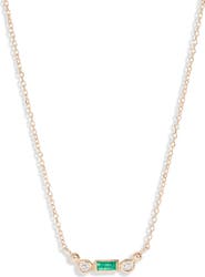 Anzie Cléo Emerald & Diamond Bar Pendant Necklace