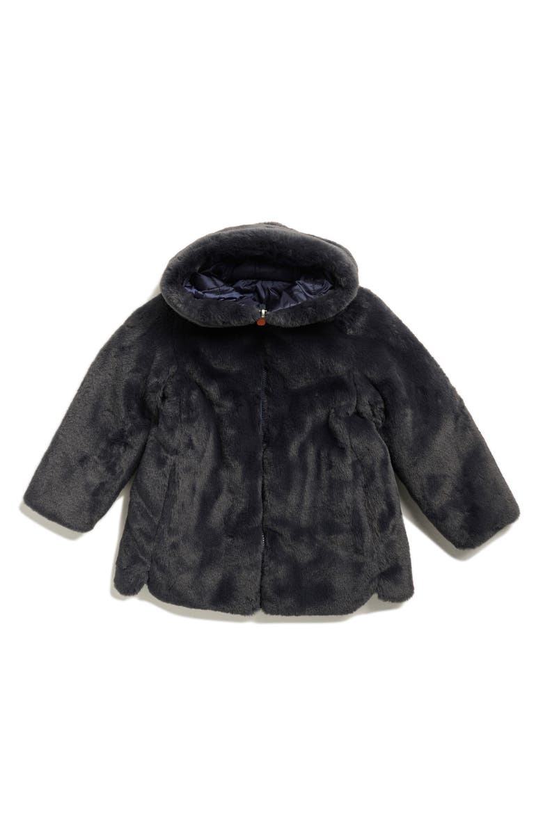 Save The Duck Kids' Floral Faux Fur Hooded Jacket, Main, color, 