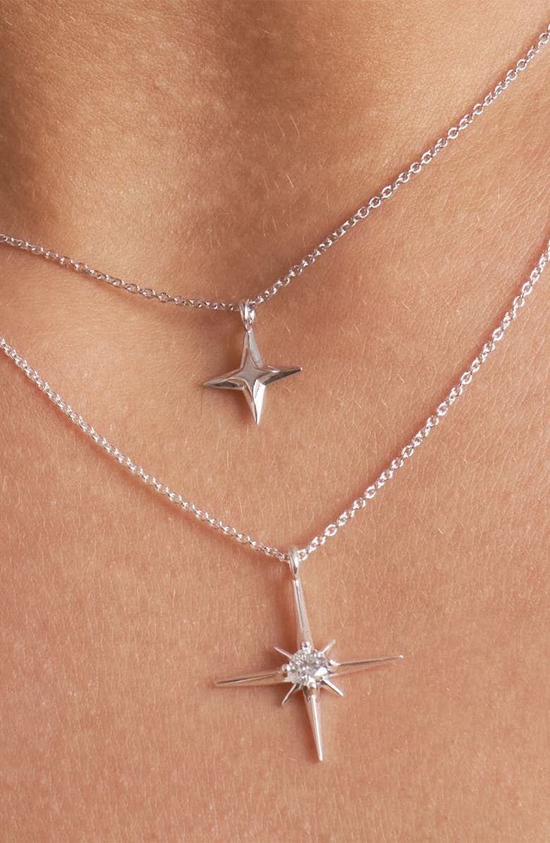 Oak & Luna Northern Star Necklace, Alternate, color, Sterling Silver