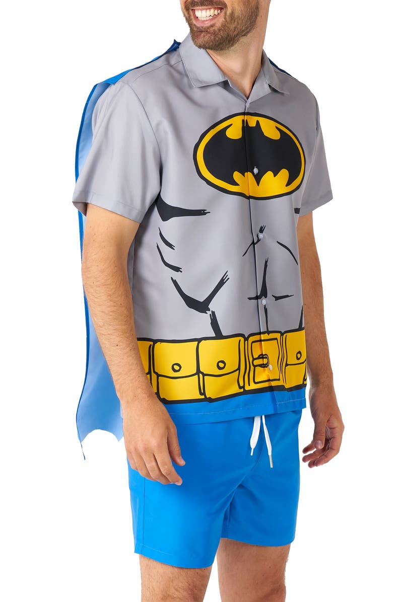 OppoSuits Batman Camp Shirt, Shorts & Removable Cape Set, Alternate, color, Blue