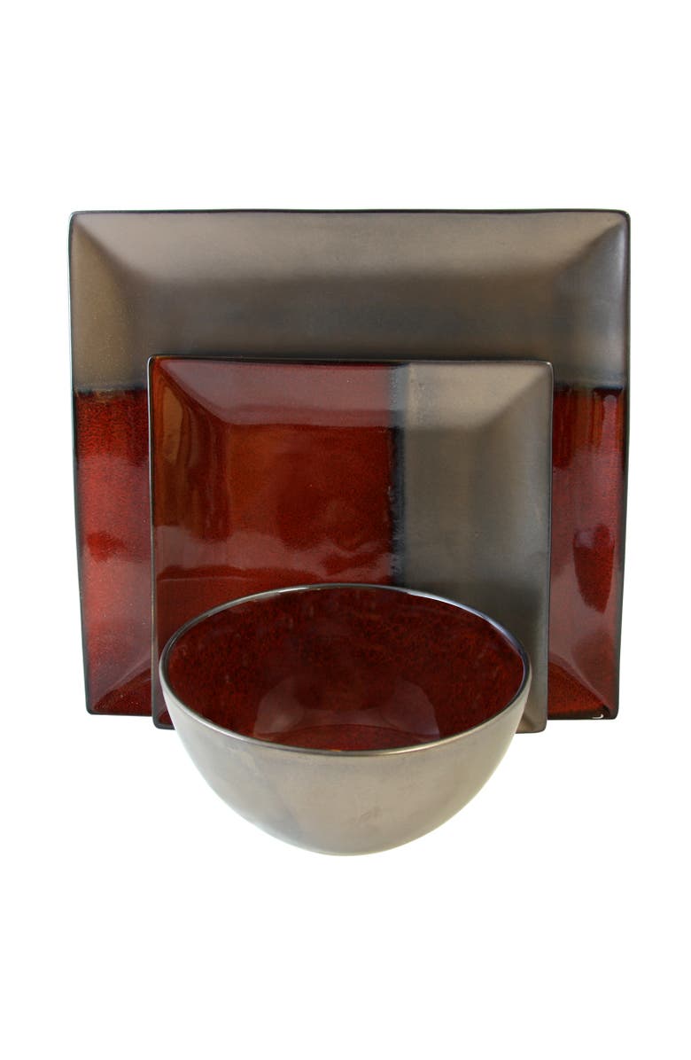 Gibson Elite Decadence 12-Piece Square Dinnerware Set, Alternate, color, Red