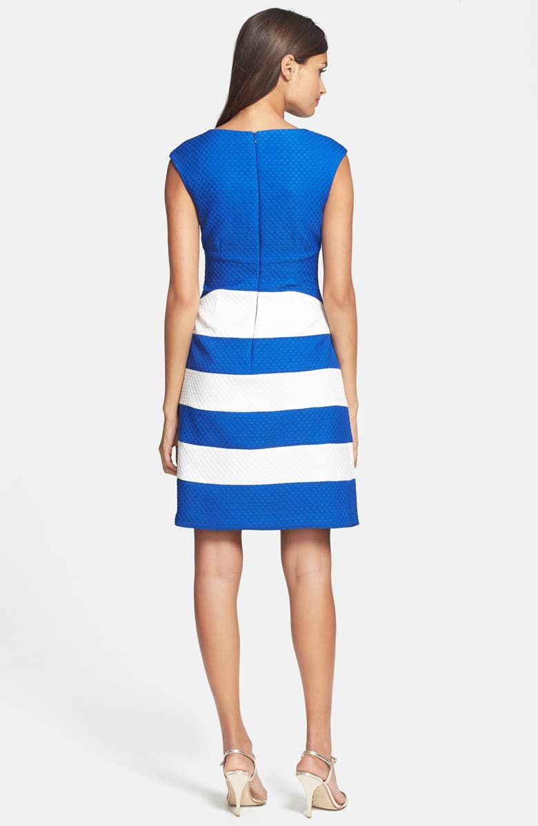 Gabby Skye Ruched Colorblock Knit Fit & Flare Dress, Alternate, color, 