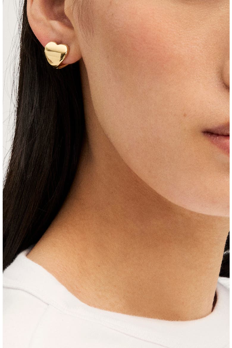 Heart Huggie Hoop Earrings, Alternate, color, WARM GOLD