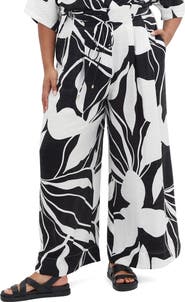 City Chic Resort Floral Print Wide Leg Pants