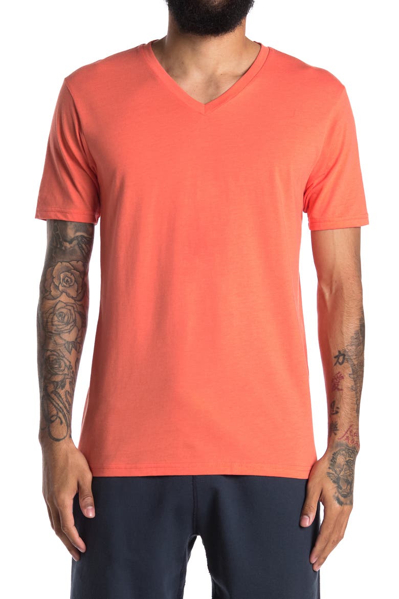 V-Neck Short Sleeve T-Shirt, Main, color, EMBERGLOW