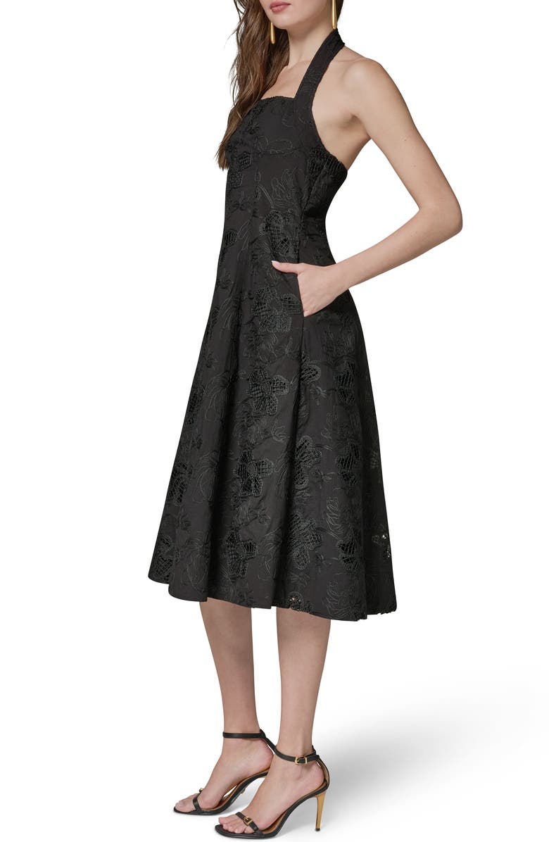 Donna Karan New York Embroidered Halter Cocktail Dress, Alternate, color, 