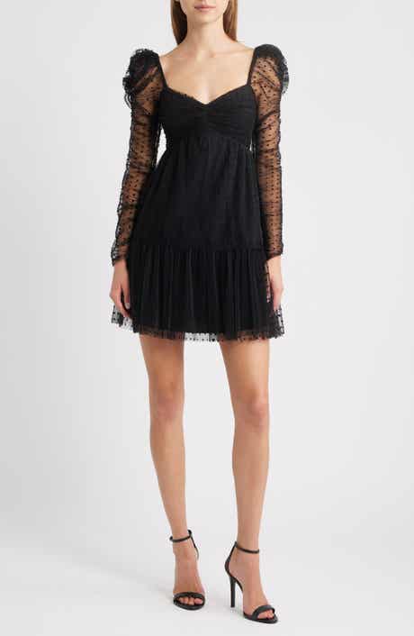 Lucy Paris Deanna Long Sleeve Tulle Cocktail Minidress