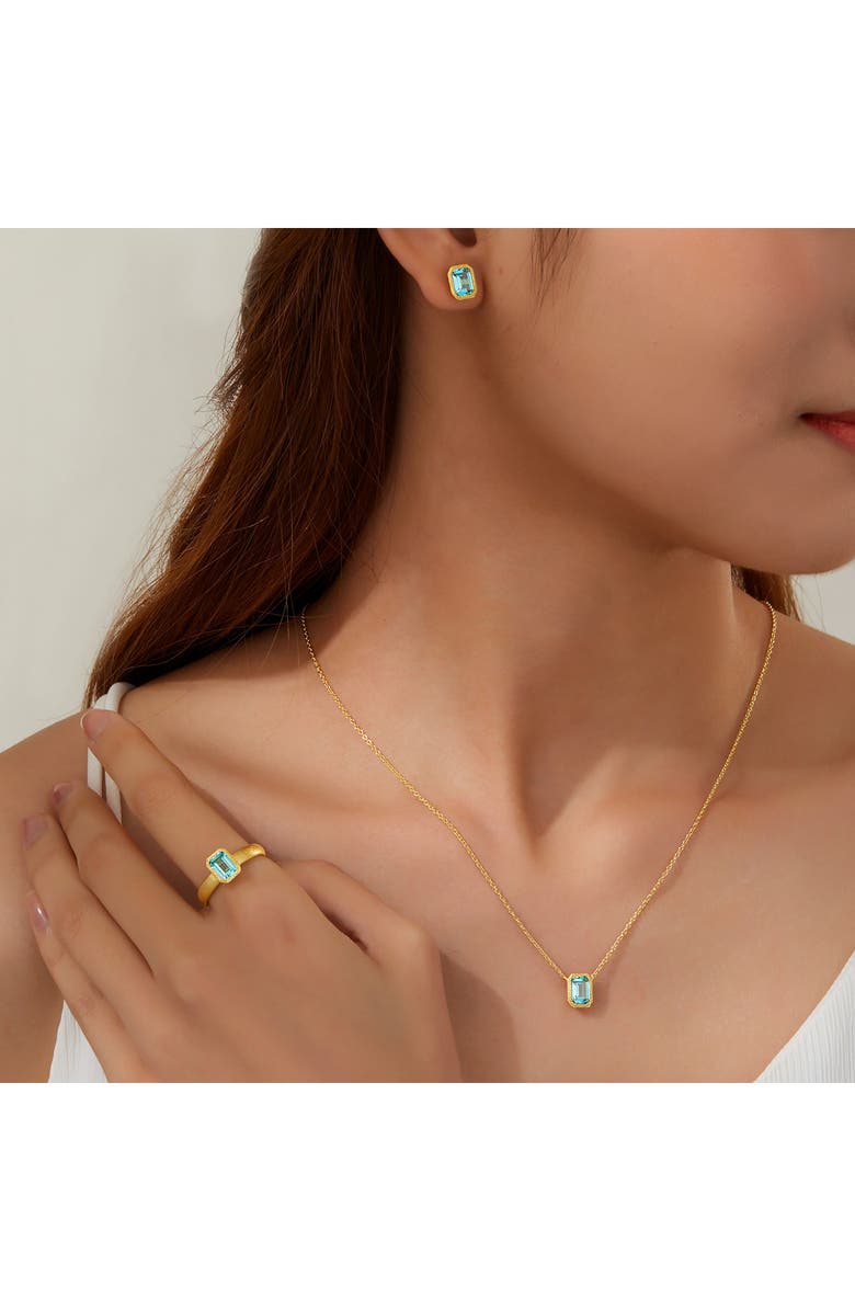 Lafonn Fancy Lab Created Sapphire Pendant Necklace, Alternate, color, Blue