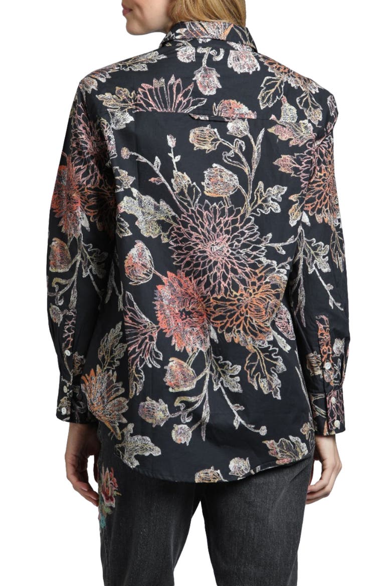 Boyfriend Poplin Button-Up Shirt, Alternate, color, BLACK MULTI