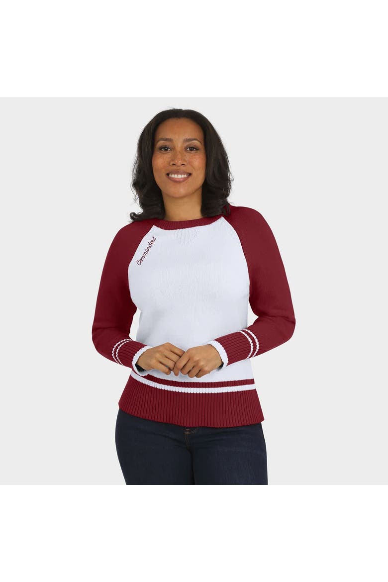 Women's WEAR by Erin Andrews White/Burgundy Washington Commanders Colorblock Raglan Sweater, Main, color, White