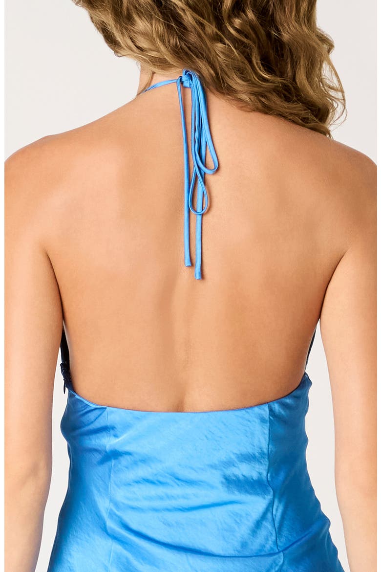 Otis Halter Satin Maxi Dress, Alternate, color, COBALT